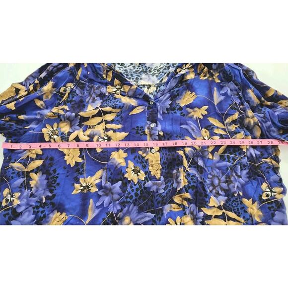 Roamans Vintage Women Plus 4X Floral Purple Gold 90s 3 Button Down Grandmacore - Picture 4 of 9